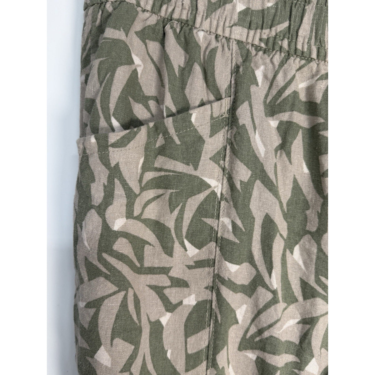 Old Navy Linen Rayon High Rise Straight Taper Pants Leaf Print L Tall