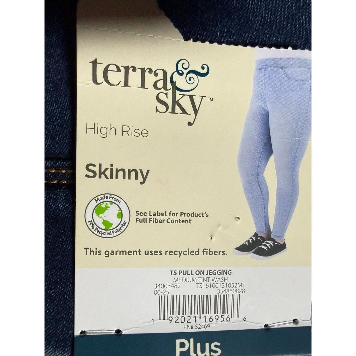 Terra & Sky Women Plus Size 3X High Rise Skinny Stretch Jeans Blue Denim Med