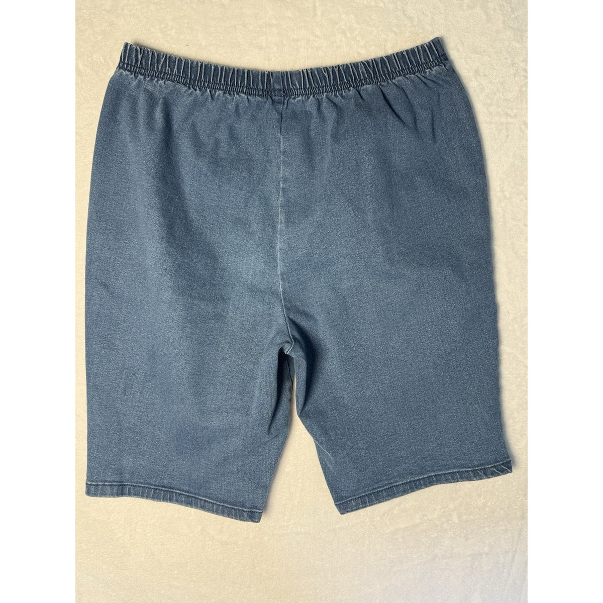 Blair Womens 14 Denim Bermuda Shorts Pull On Stretch Elastic Waist Blue Pockets