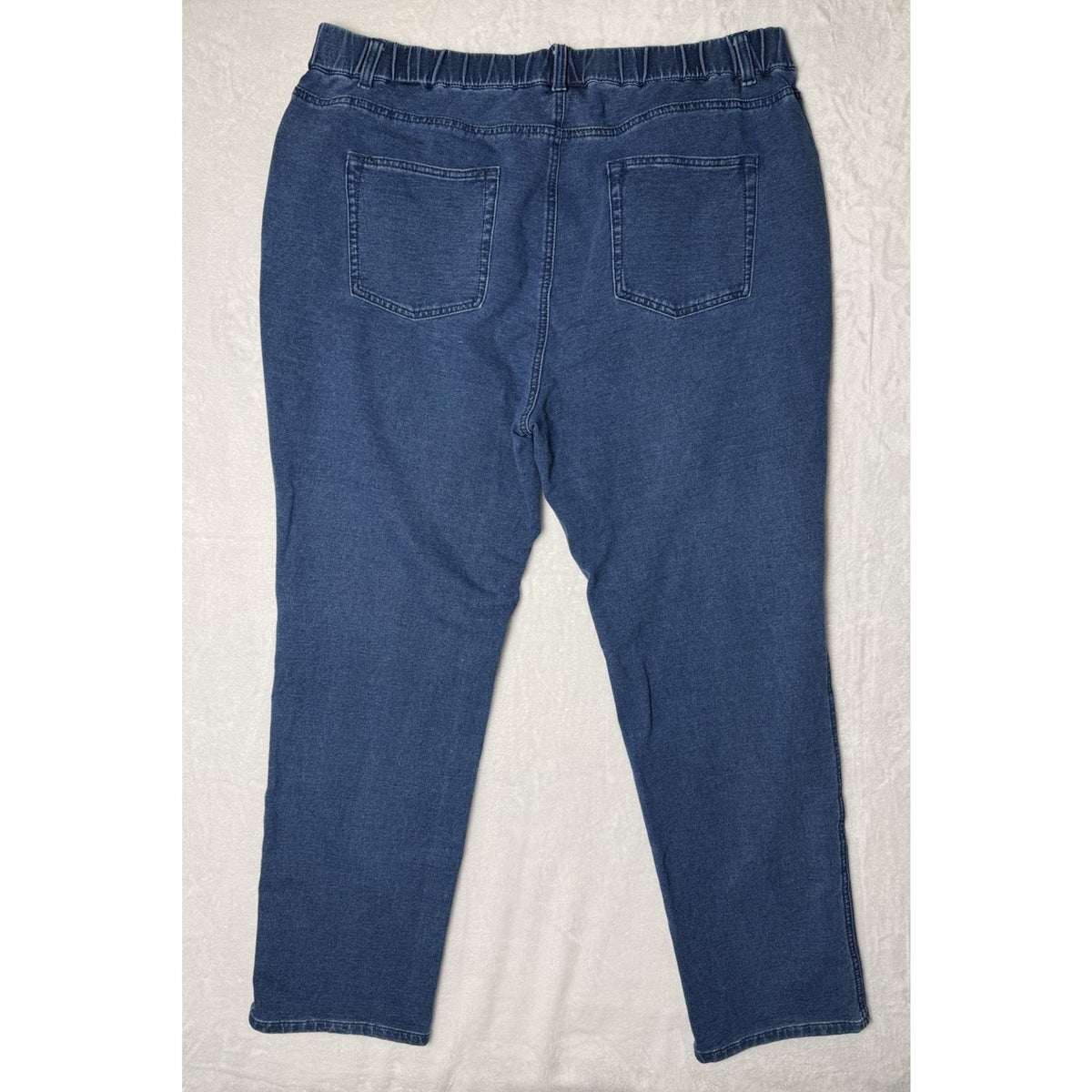 Quacker Factory DreamJeannes Jeans 1X Blue Rhinestone Heart Stretch Pull On