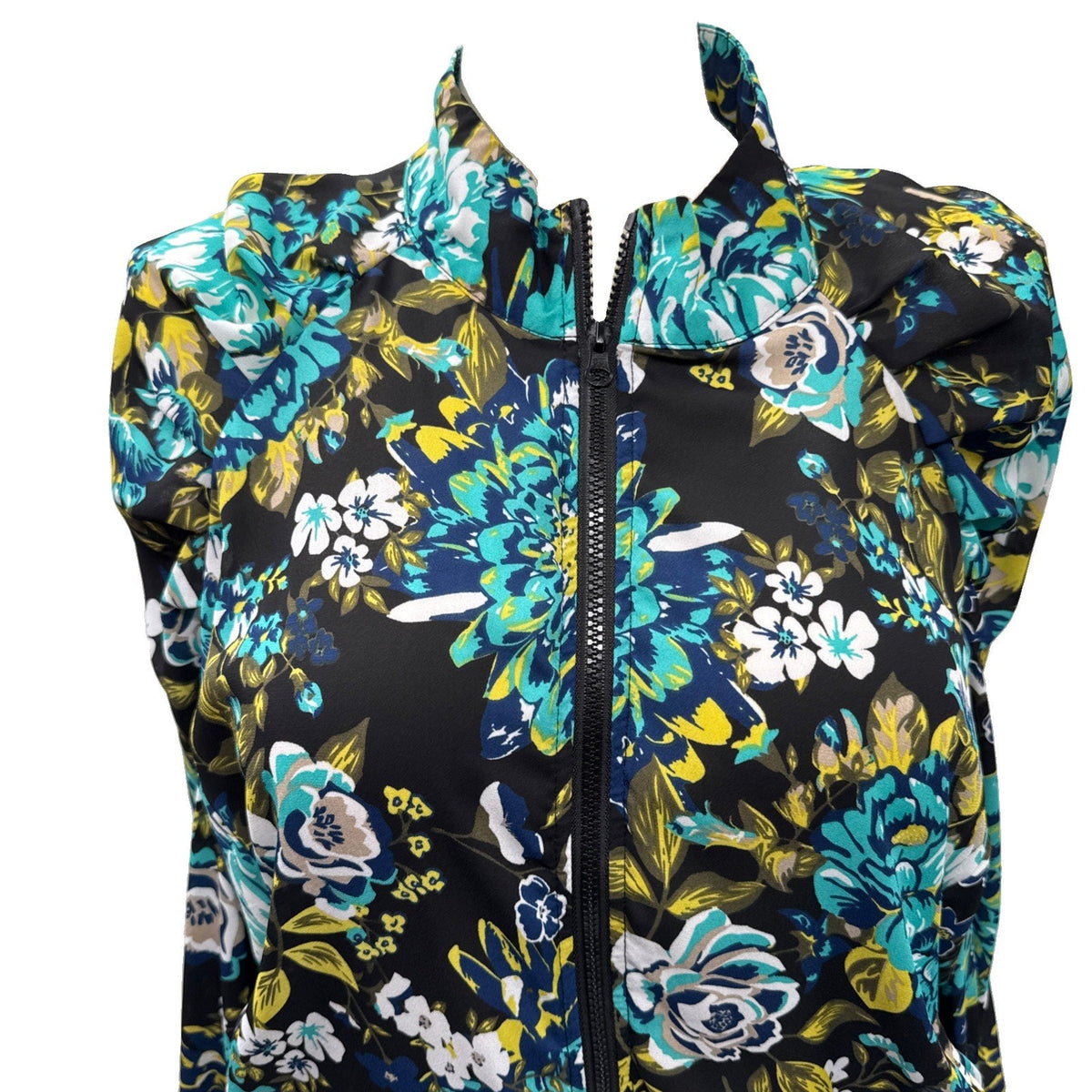 Ashley Stewart Plus Size 22/24 Floral Zip Front Bomber Jacket Mock Neck