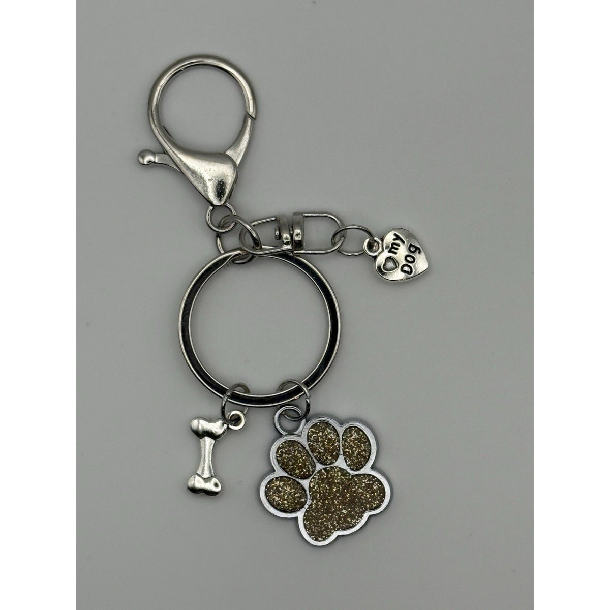 Golden Harvest Paw Print Dog Keychain Purse Charm Dog Lover Gift Handmade