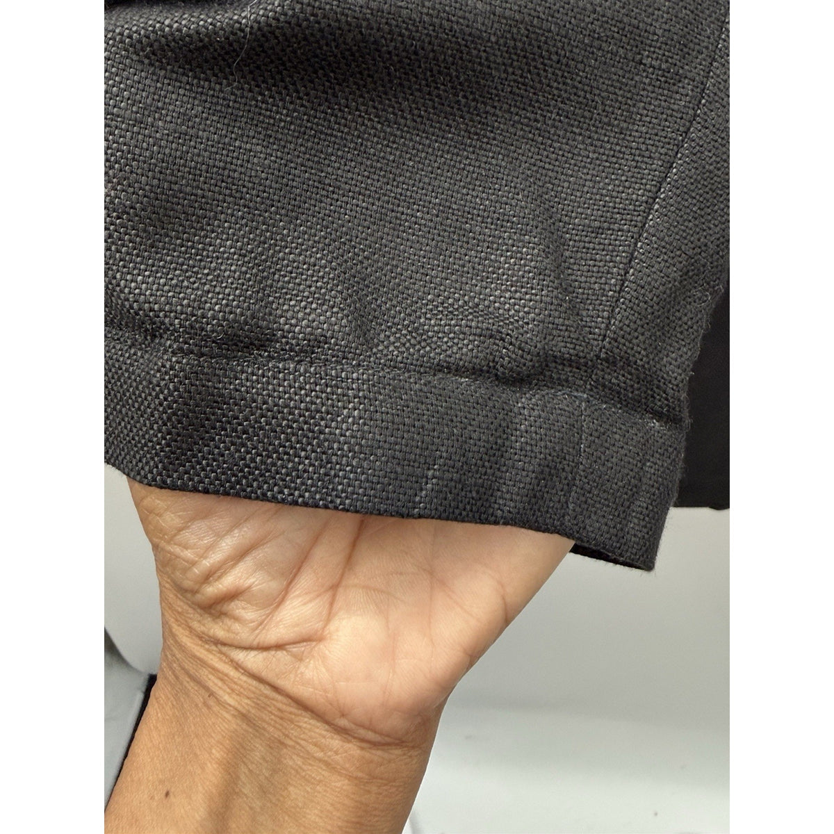 CHAUS Black Linen Blend Blazer Jacket Women’s Size 12 One Button Career