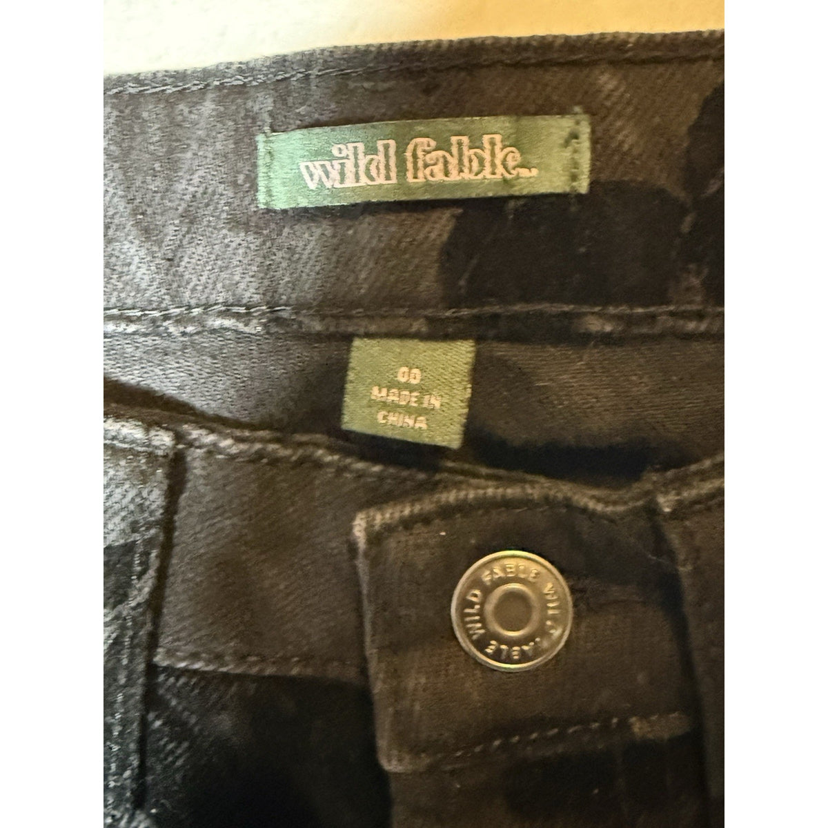 Wild Fable Womens 00 Black Flocked Velvet Rose Floral High Rise Straight Jeans