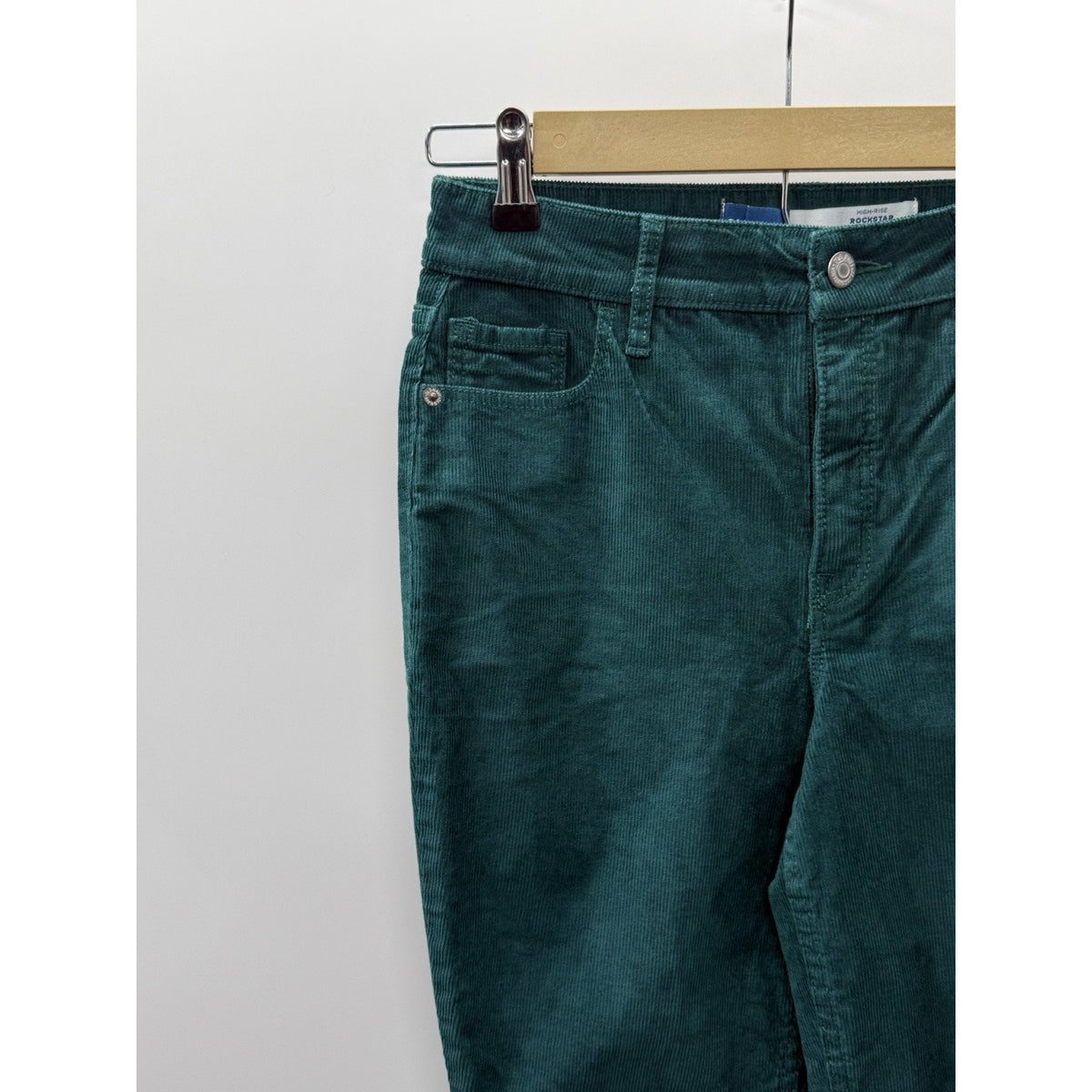 Old Navy Rockstar Super Skinny Corduroy Pants Women 4 Green High Rise Stretch