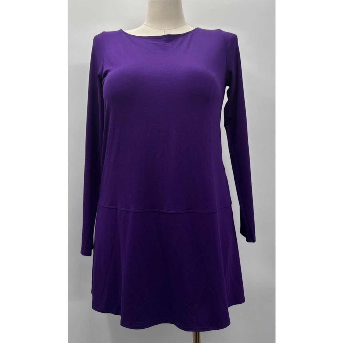 Eileen Fisher NWT Purple Bateau Neck Tunic Top Medium Viscose Stretch USA