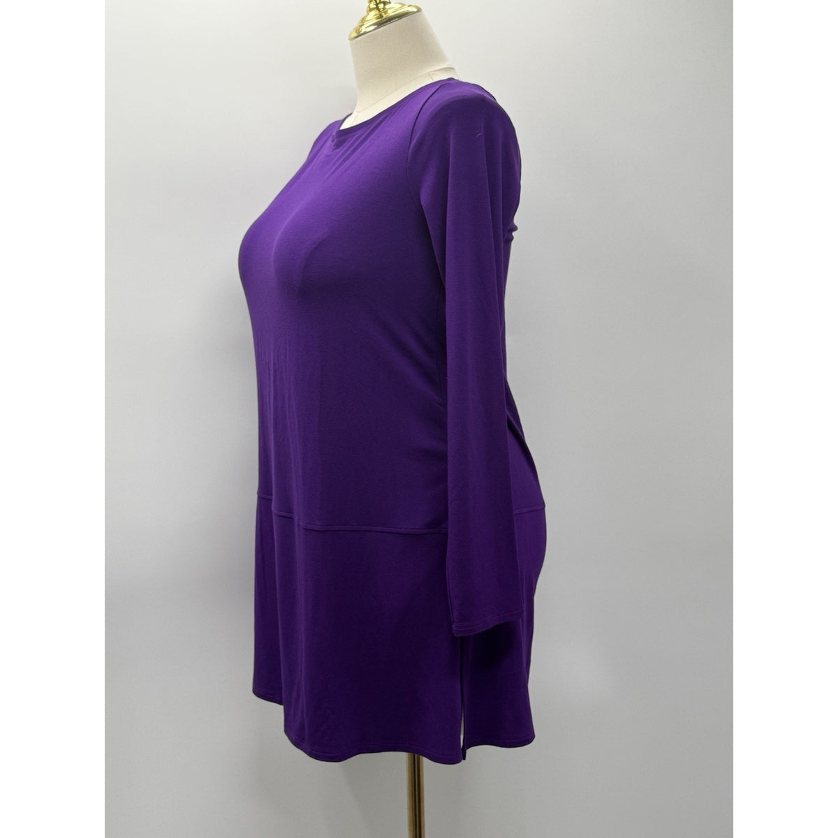 Eileen Fisher NWT Purple Bateau Neck Tunic Top Medium Viscose Stretch USA