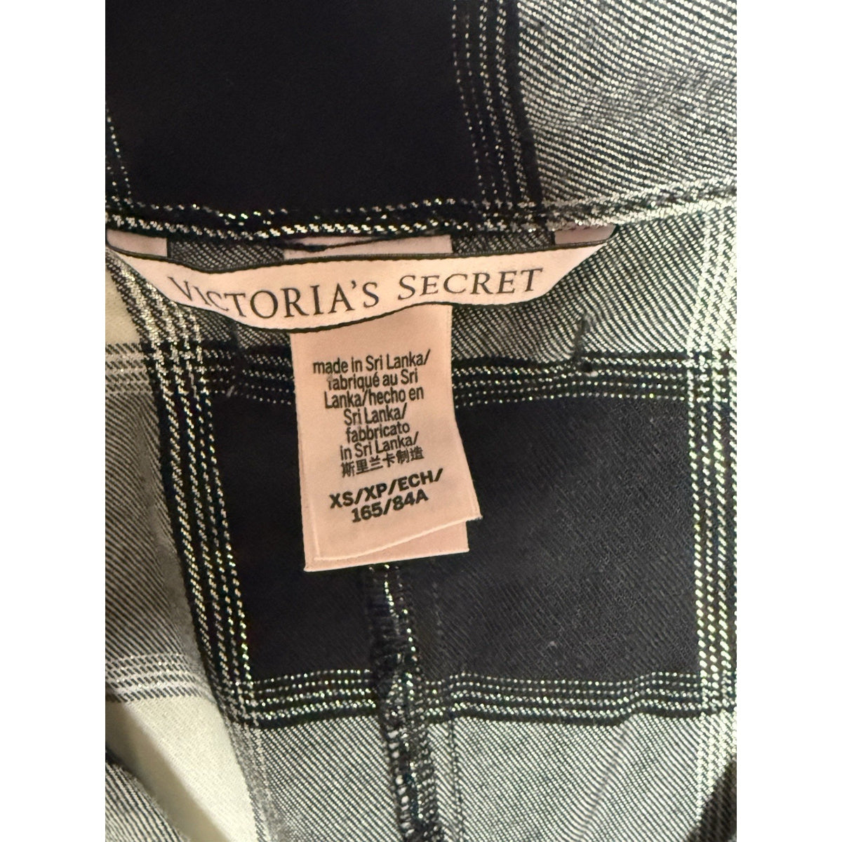 Victorias Secret XS Romper One Piece Sleep Pajama Black White Plaid No Belt