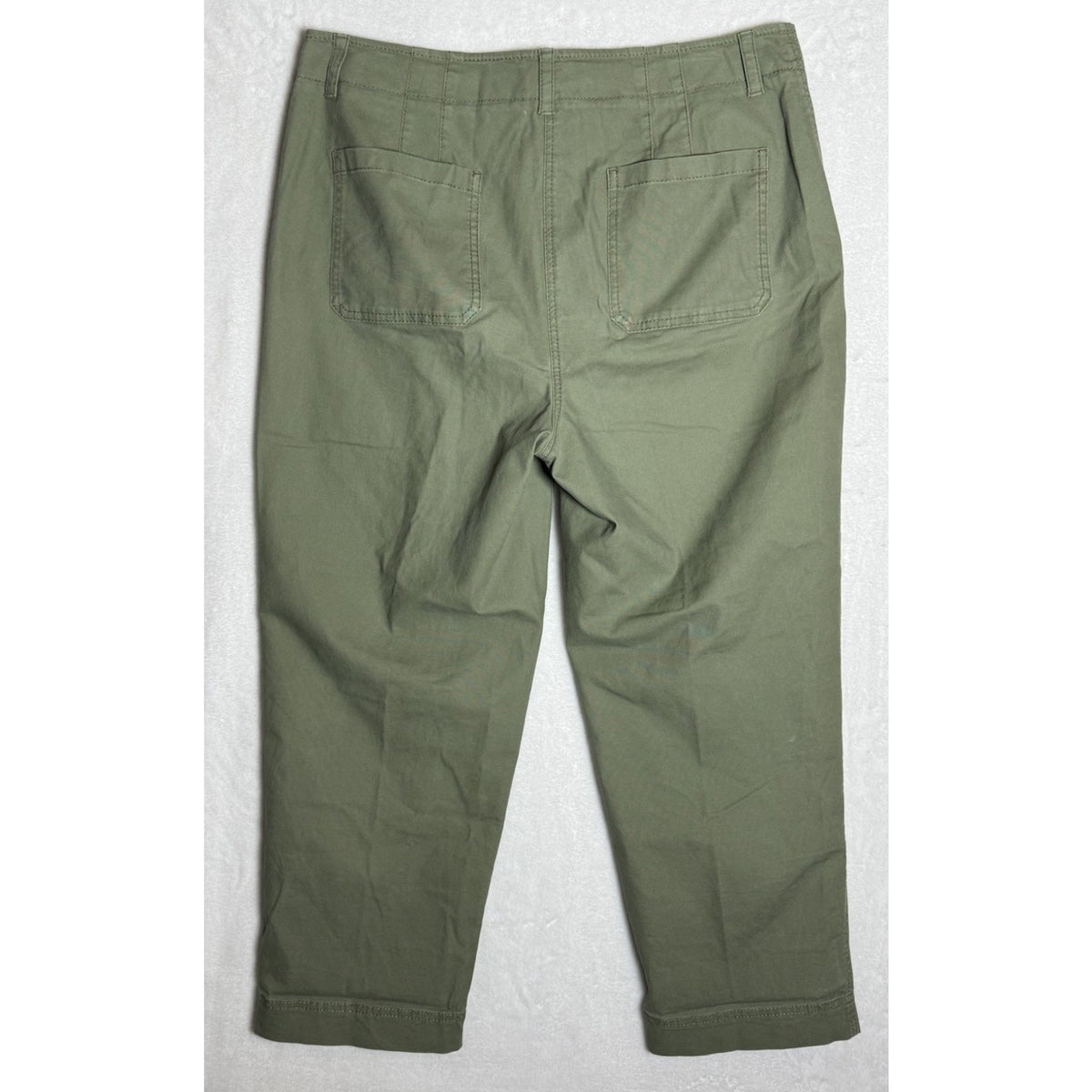 Talbots Womens 12 Olive Green Crop Pants Cotton Stretch Chino Casual Career
