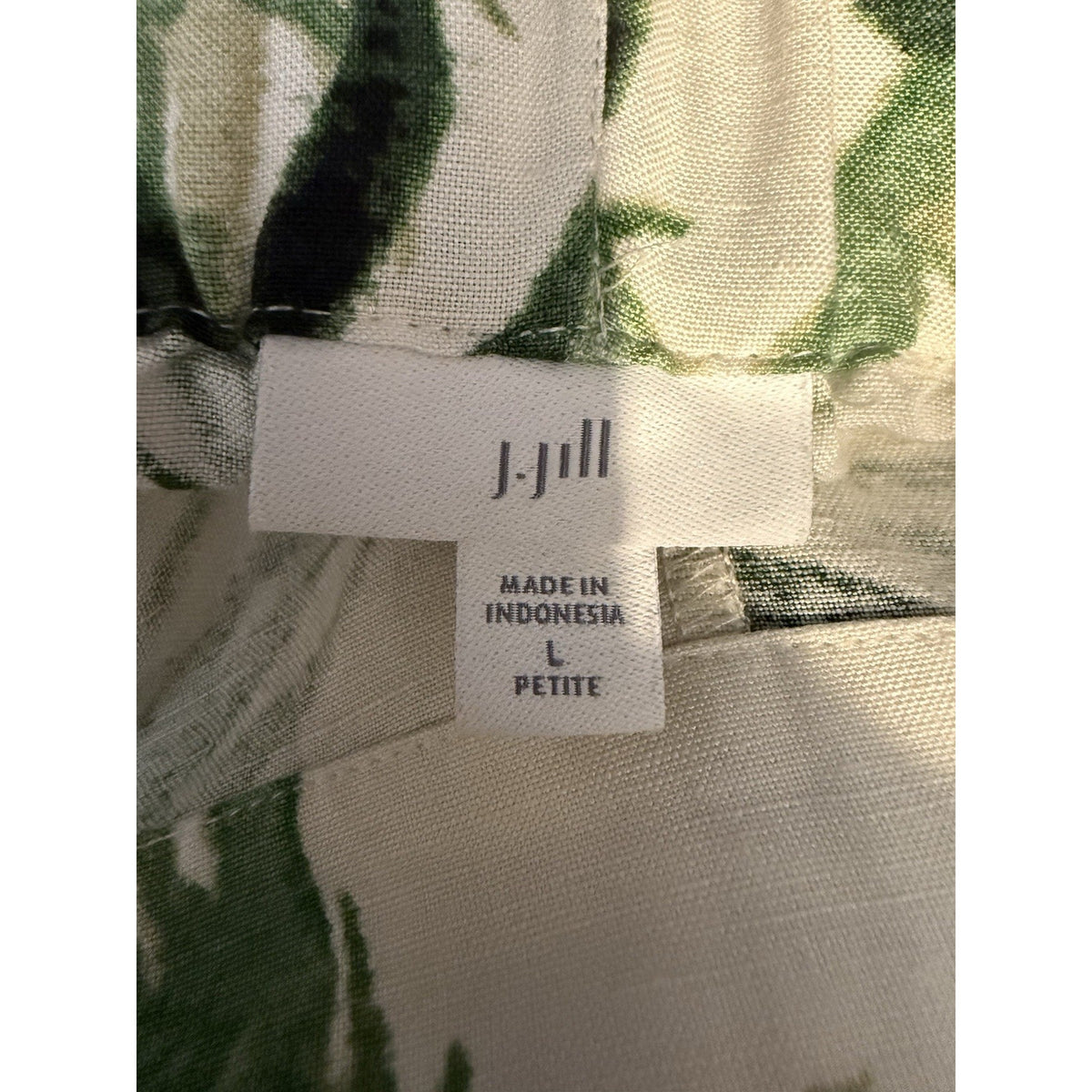 J. Jill Linen Rayon Bamboo Print Women’s Cropped Pants Side Slit L Petite