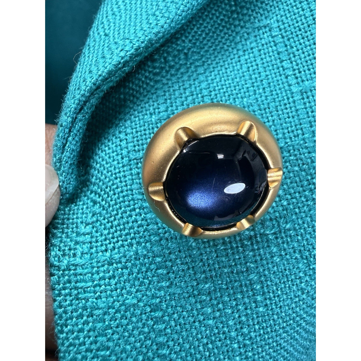 Vintage Worthington Teal Blazer Jacket 18W Gold Button Career Preppy Office 90s