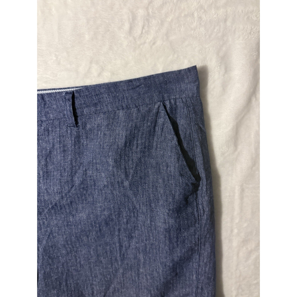 Old Navy 26 Plus Linen Blend Chambray Shorts Blue Casual Women’s 26W Pockets