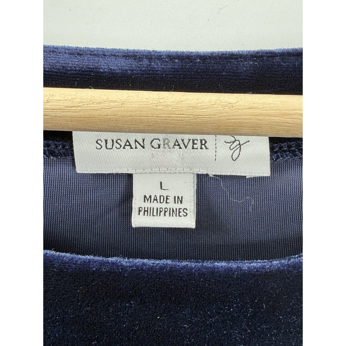 Susan Graver L Velvet Dress Navy Midi Ruched Sleeve Stretch Elegant Soft