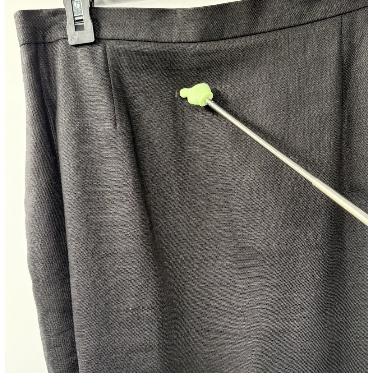 Women’s Unbranded Black 100% Linen Skirt Size 14 Lined Side Pockets Back Zipper