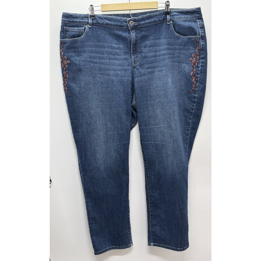 Style & Co Denim Embroidered Straight Leg Jeans Women’s 24W