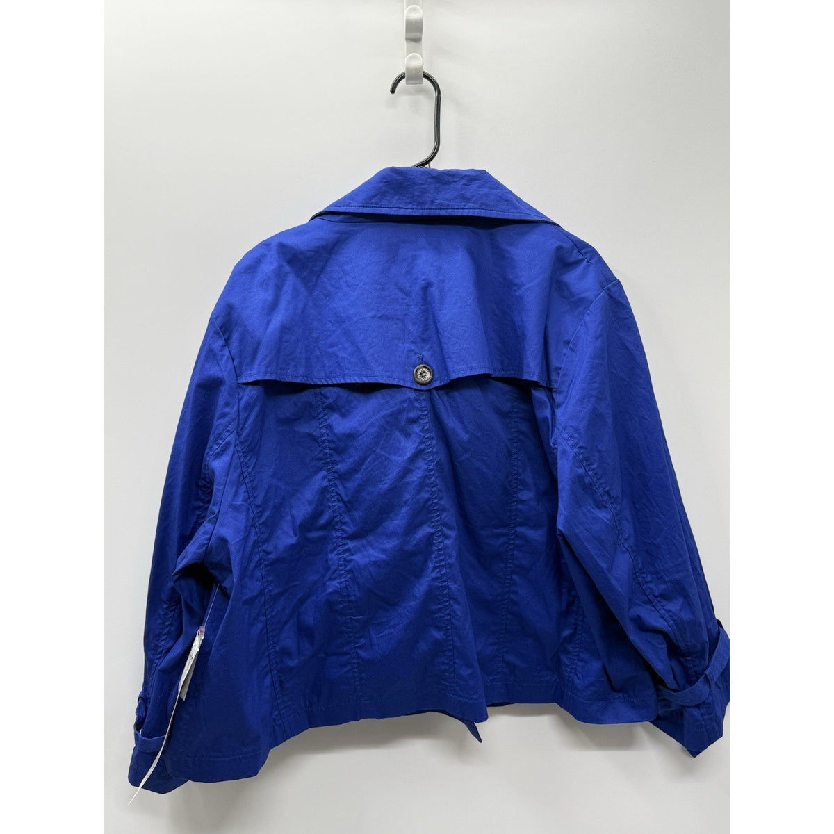 Ashro 3X Royal Blue Cropped Trench Jacket Double Breasted Cotton NWT Plus Size