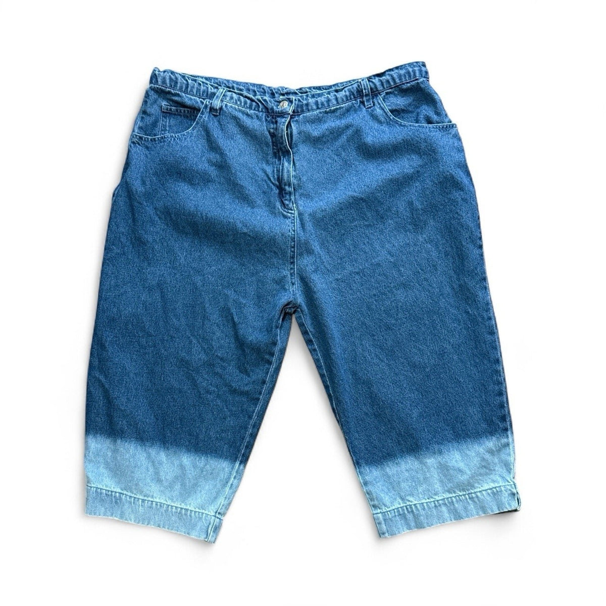 Erica Brooke Plus 18 High Rise Denim Capris Ombre Hem Zip Fly Cotton Pants