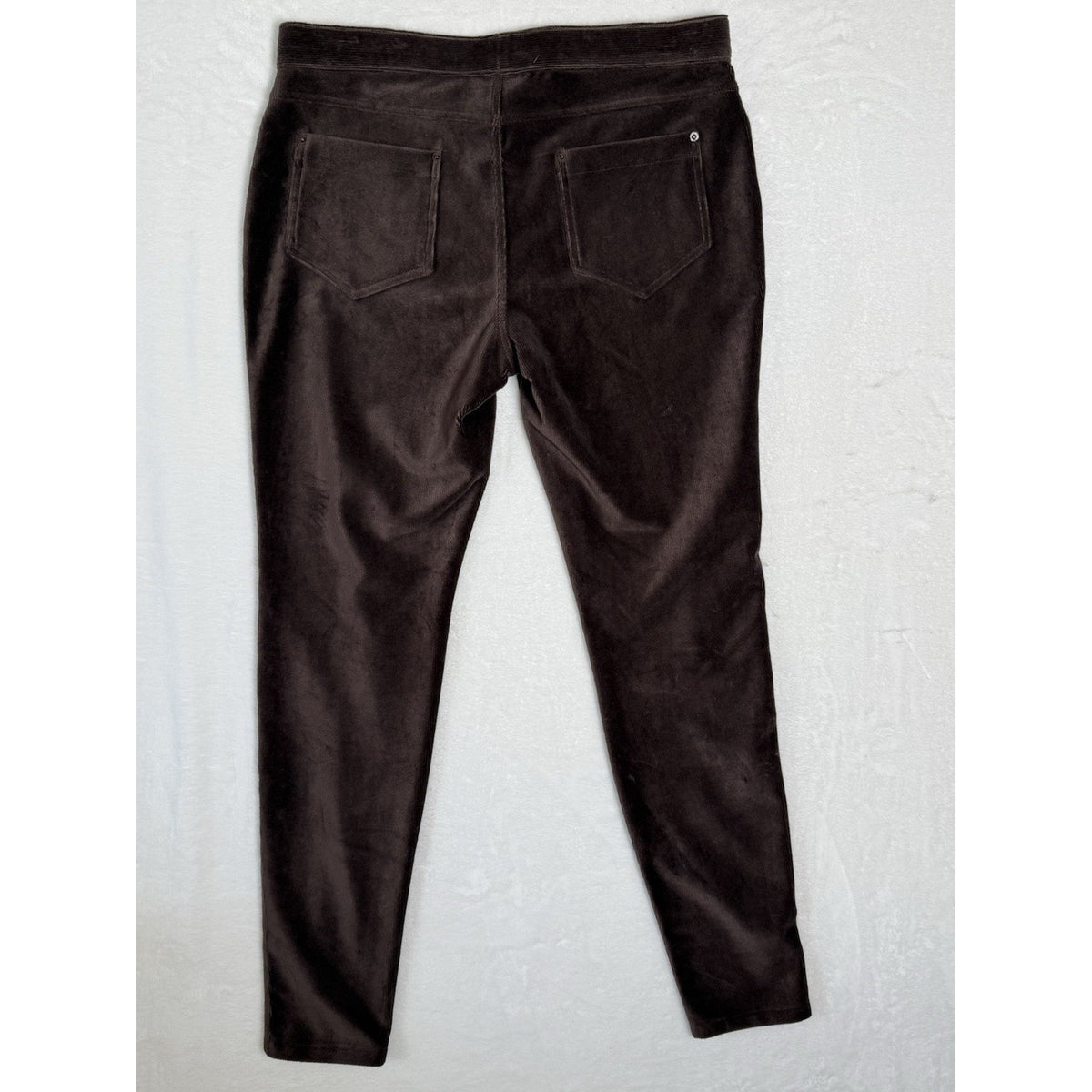 June & Daisy Brown Velour Corduroy Pull On Pants Womens M Stretch Velvet Casual