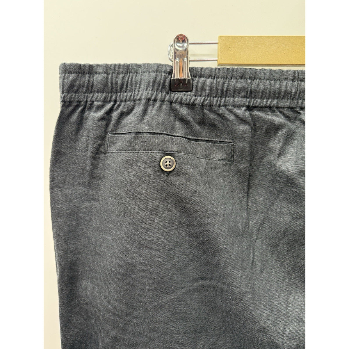 28 Palms Men’s Linen Blend Pants XXL 30 Black Elastic Waist Straight Casual