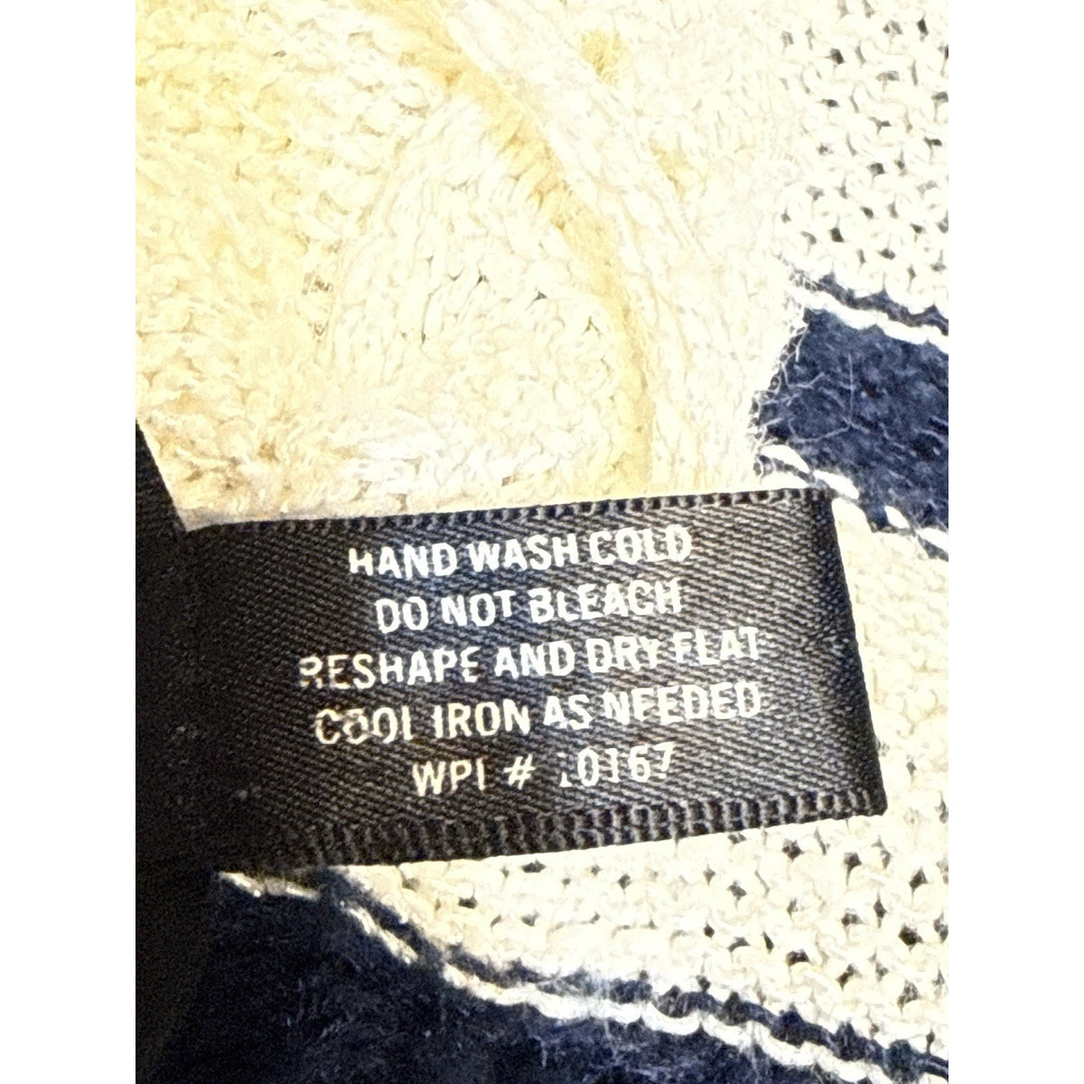 AQUA Striped Knit Sweater Womens L Ivory Black Linen Blend Crew Neck