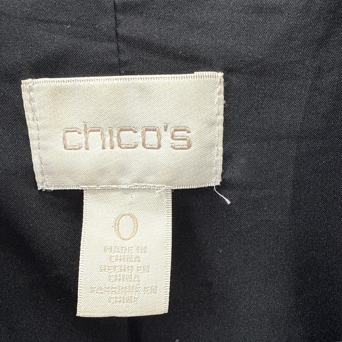 Chico's 0 Sz Small Jacket Black Sleek Crepe Duster Long Sleeve Gold Zip Open