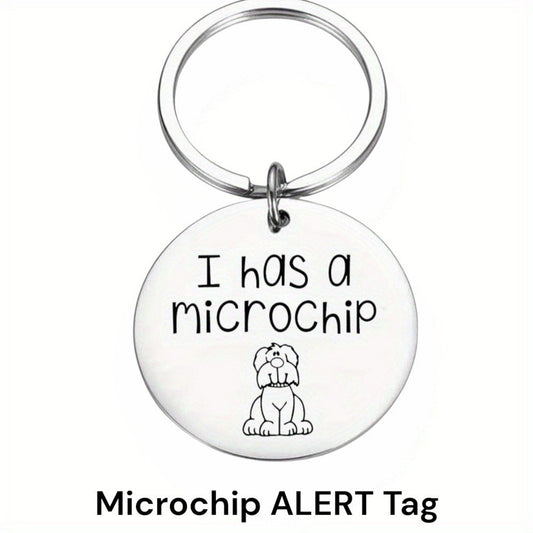 Dog Microchip ID Tag “I Has a Microchip” Stainless Steel Pet Safety Collar Tag