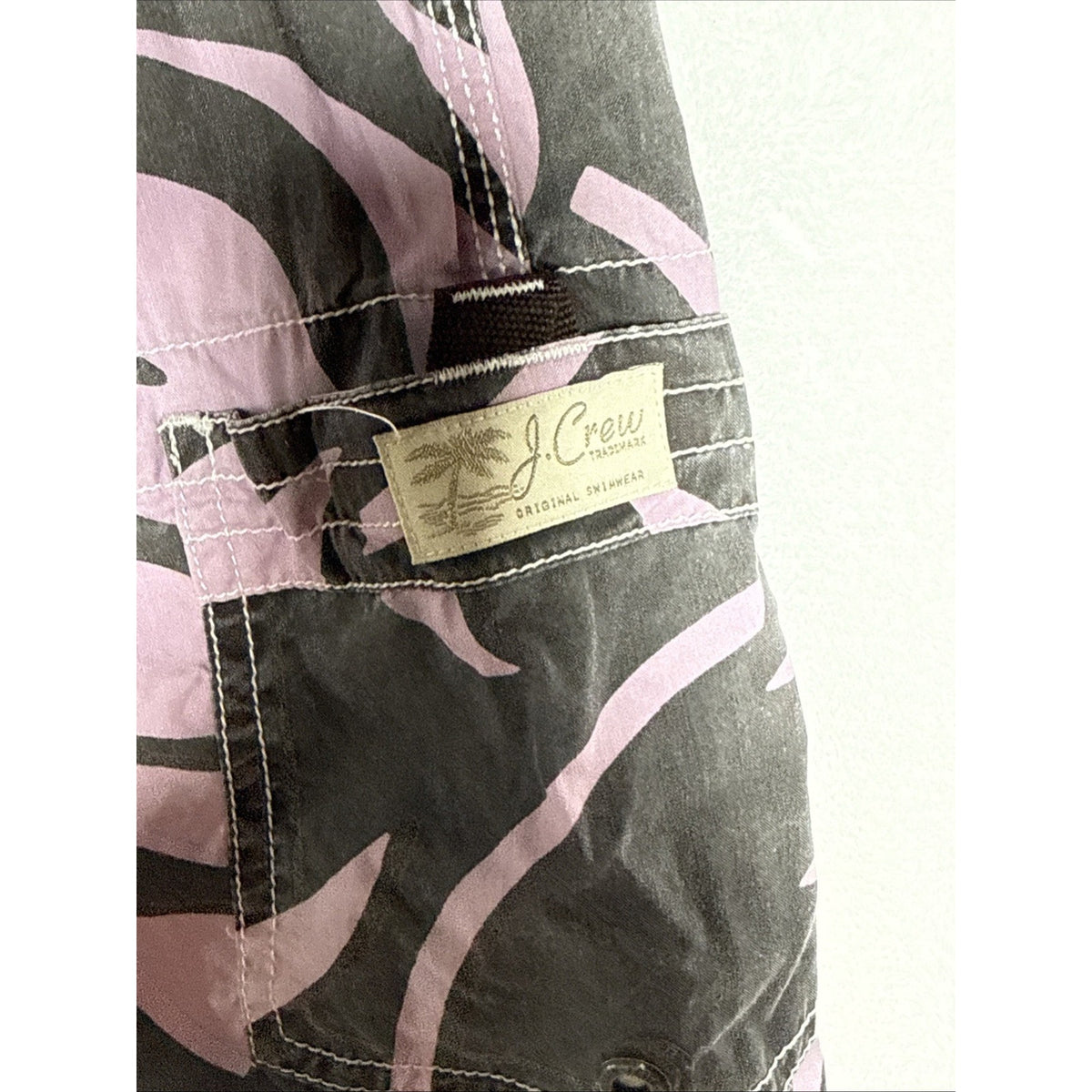 J. Crew Men's Gray Pink Floral Board Shorts Swim Trunks Sz 36 Pockets Drawstring