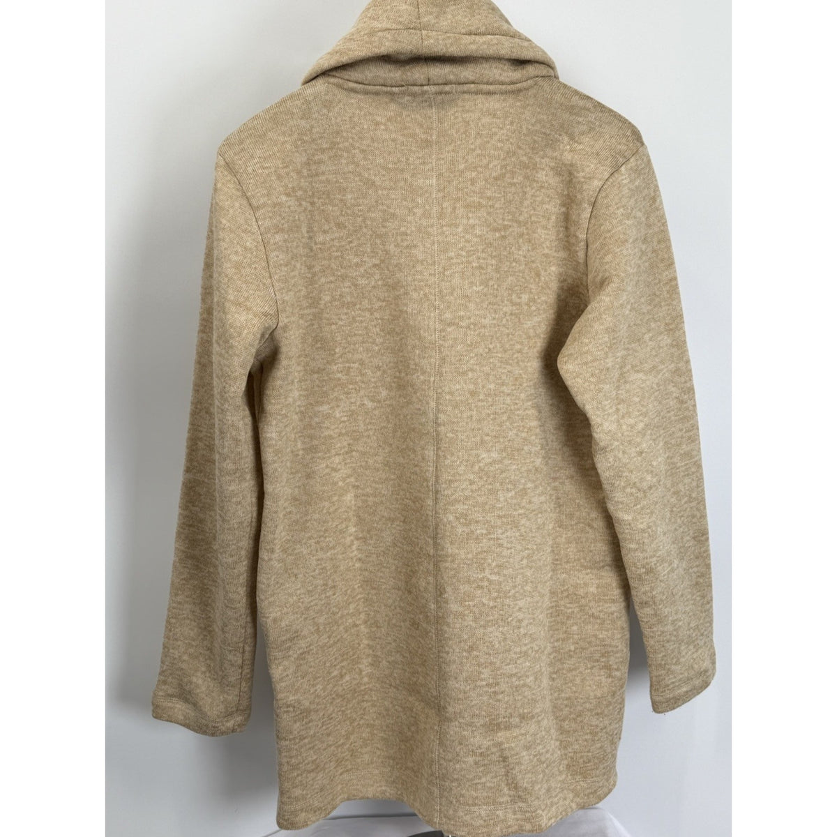 Lands’ End Cozy Cowl Neck Tunic Sweater Tan Soft Knit Women’s Medium RN 62830