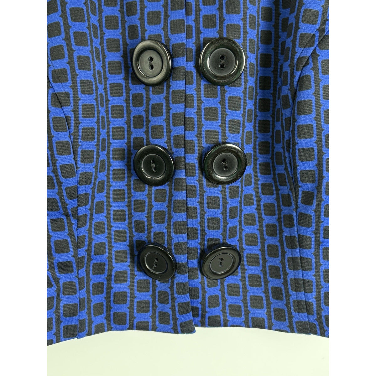 Signature Robbie Bee Retro Mod Blue Black Graphic Cropped Jacket Size 12