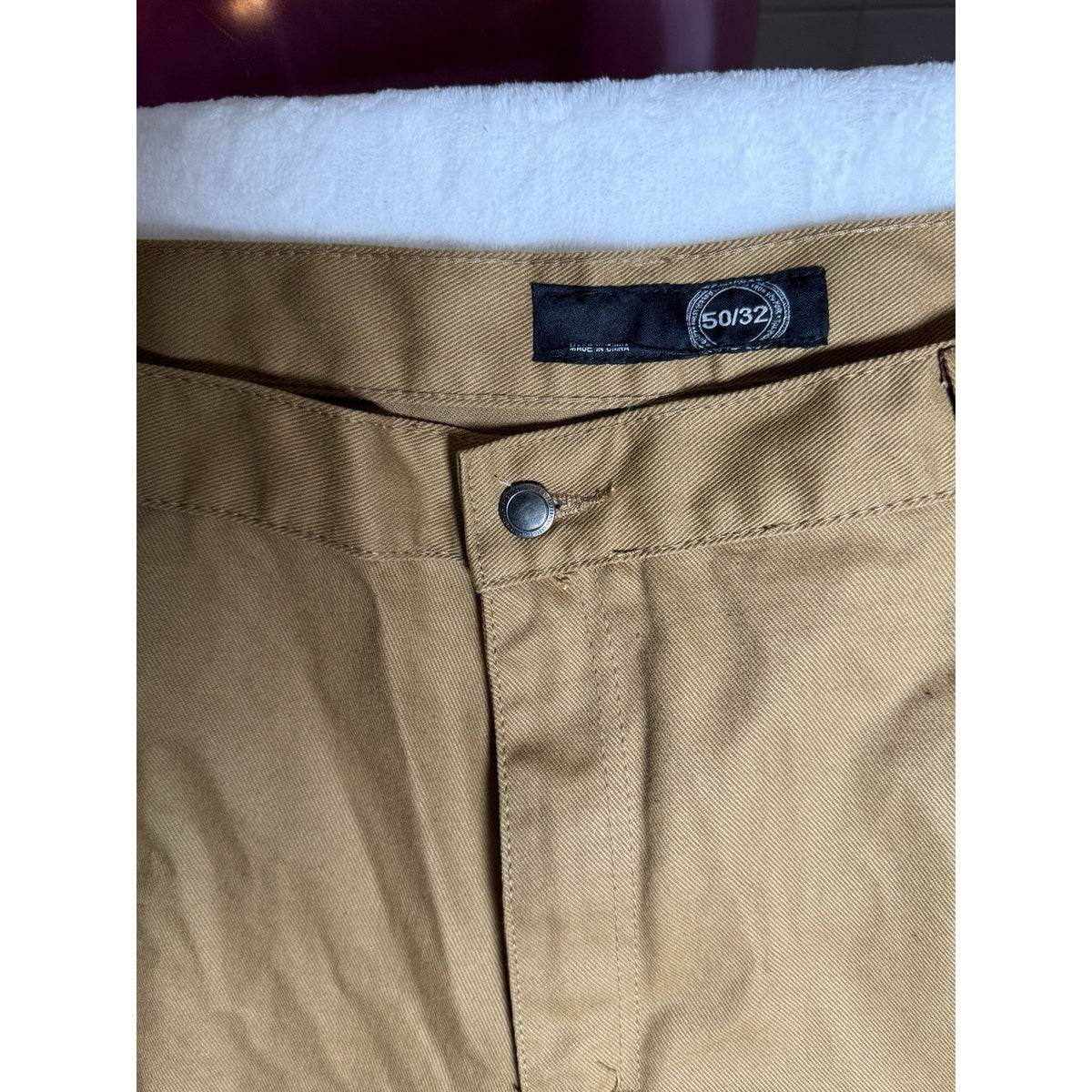 Mens Tan Cotton 5 Pocket Pants Size 50x32 Straight Leg Casual Chino Workwear