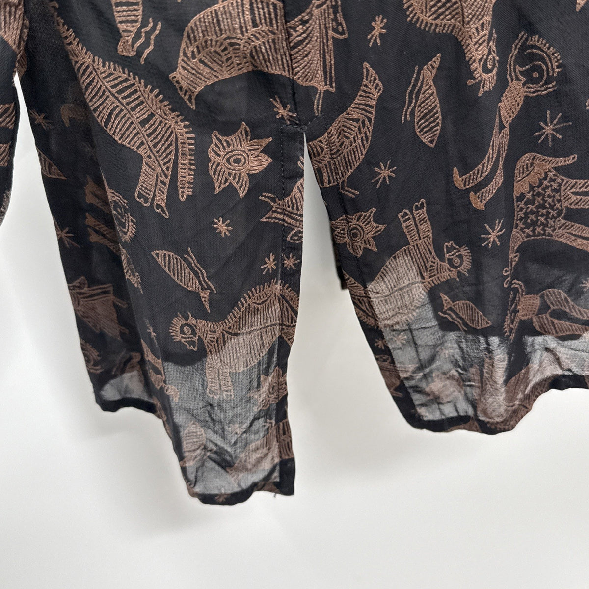 Chicos Design Black Brown Animal Print Long Sleeve Button Up Shirt Sz 3 / US XL