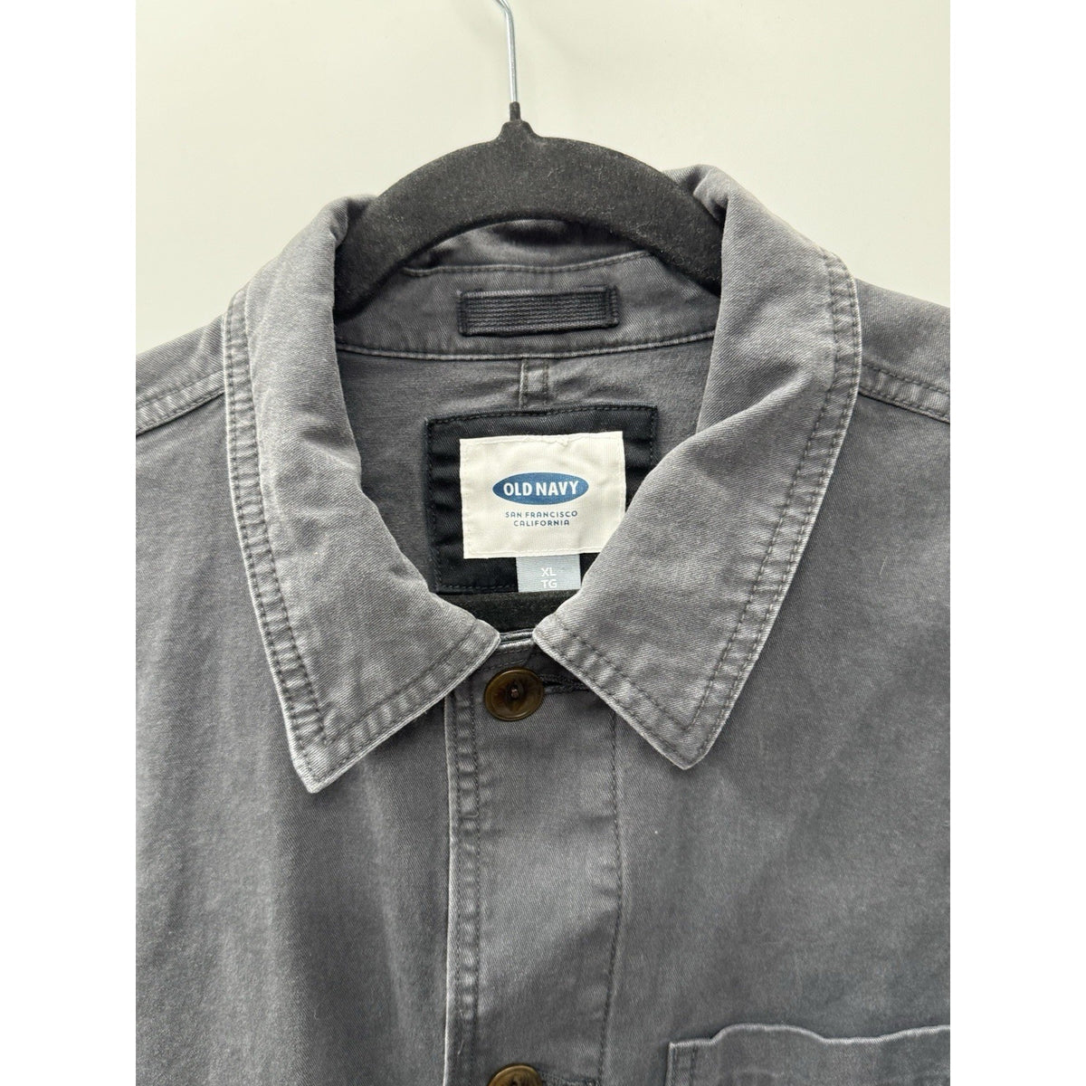 Old Navy Utility Jacket Womens XL Gray Cotton Chore Workwear Shacket 4 Pocket