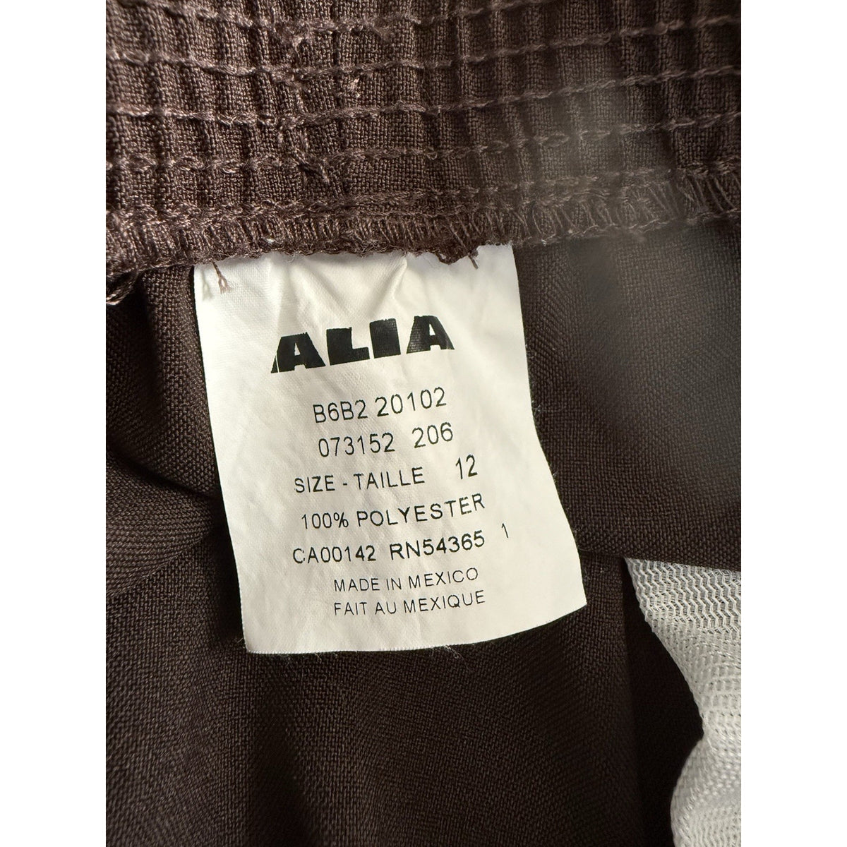Alia Women’s Size 12 Brown Pull-On Pants Elastic Waist Side Pockets Polyester