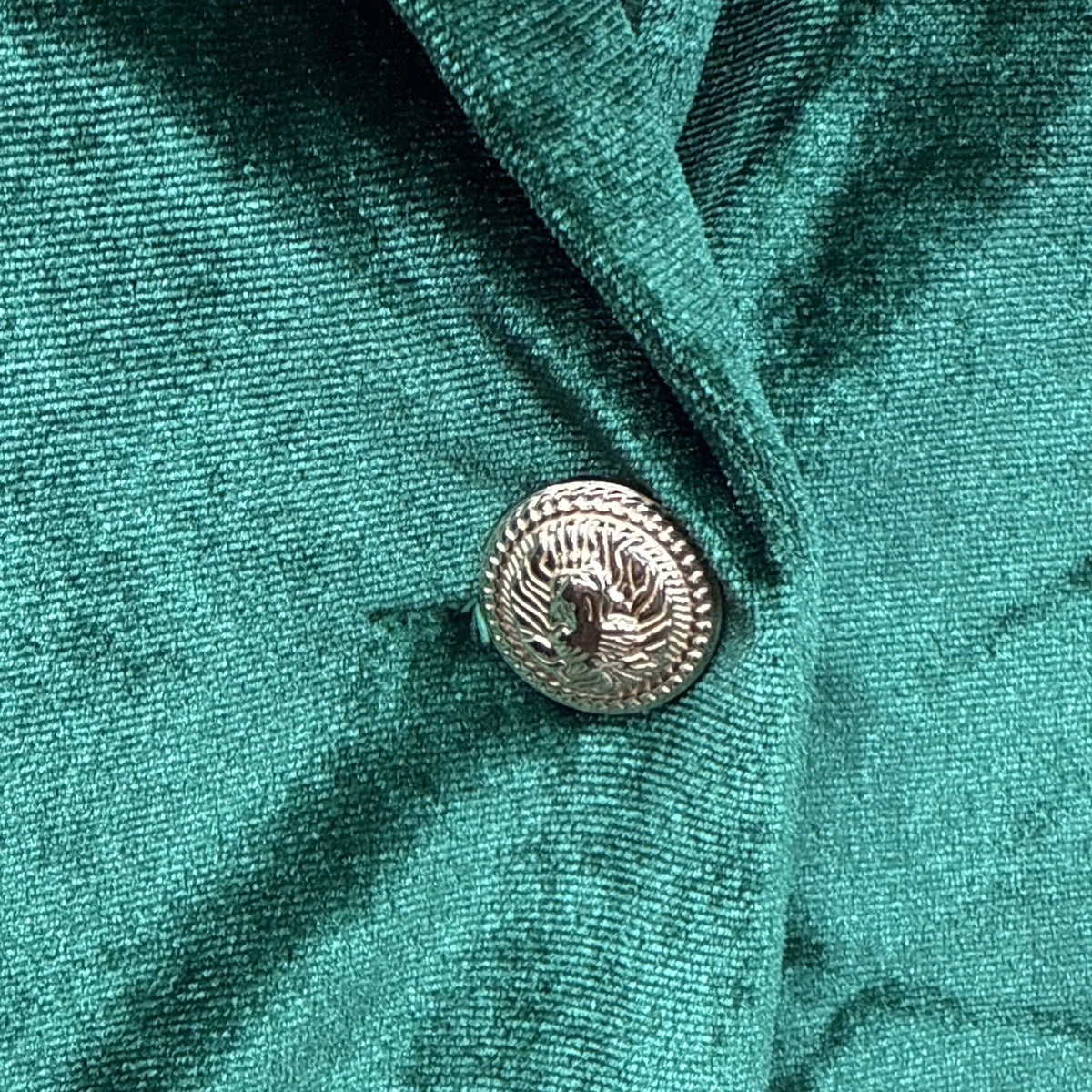 Green Velvet Blazer Womens XL 18 Single Button Gold Buttons Jacket Holiday