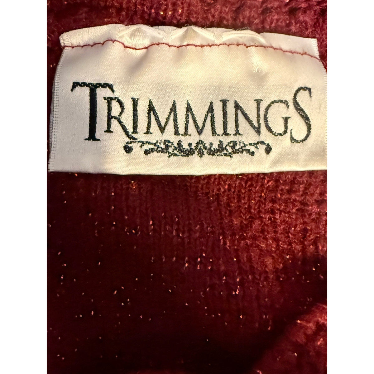 Trimmings Vintage Sweater Sz 22W Red Roses Hearts Lurex Knit Tear at Hem READ