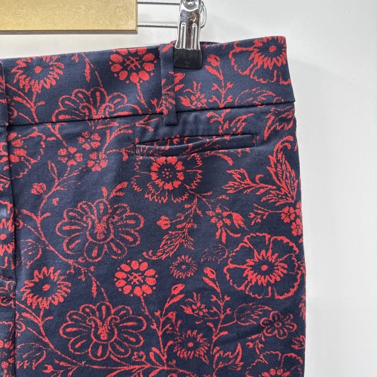 LOFT Ann Taylor Marisa Riviera Pants 12 Red Floral Damask Slim Ankle Crop