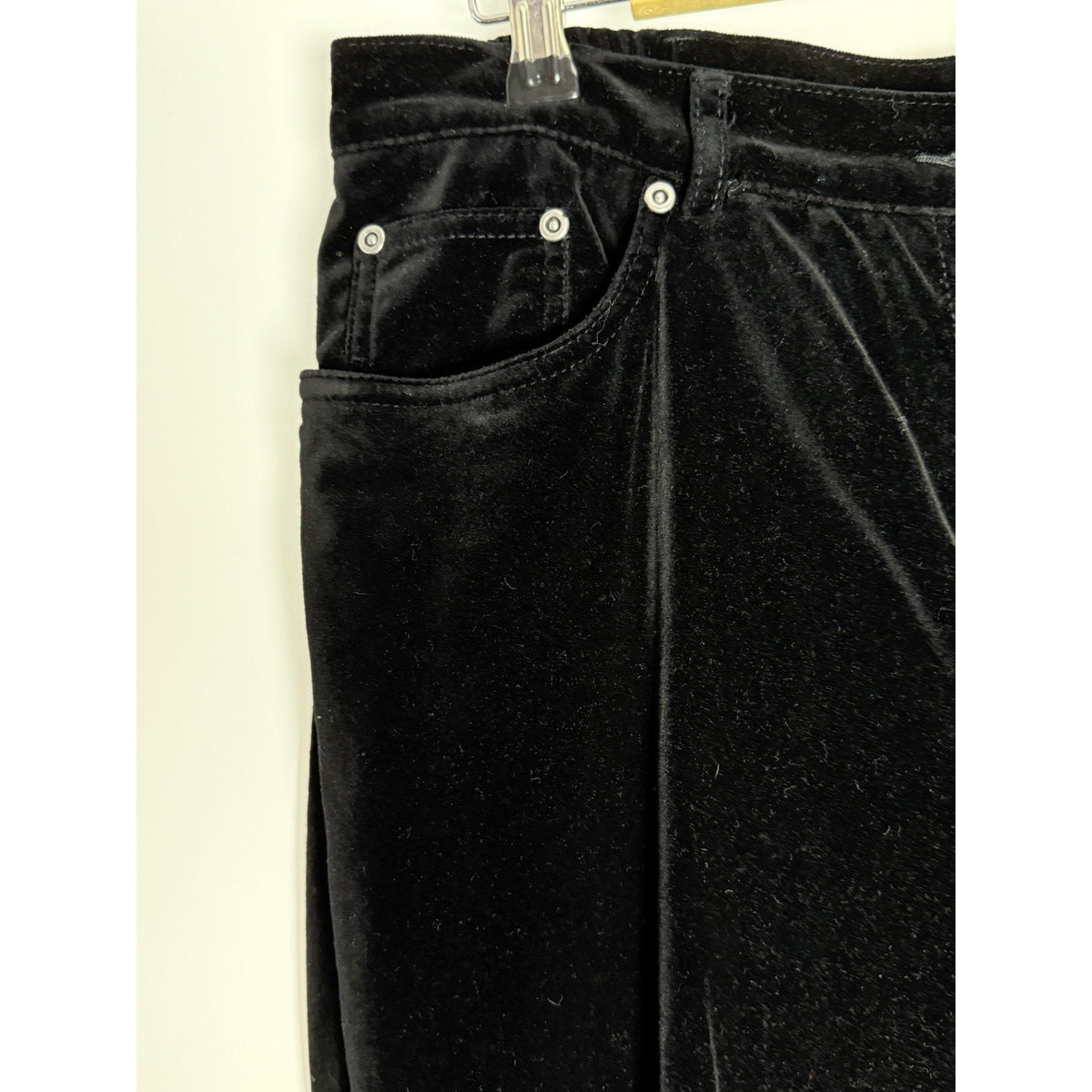 Ruby Rd. Black Faux Suede Pants Size 12 Stretch Cotton Blend 5 Pocket