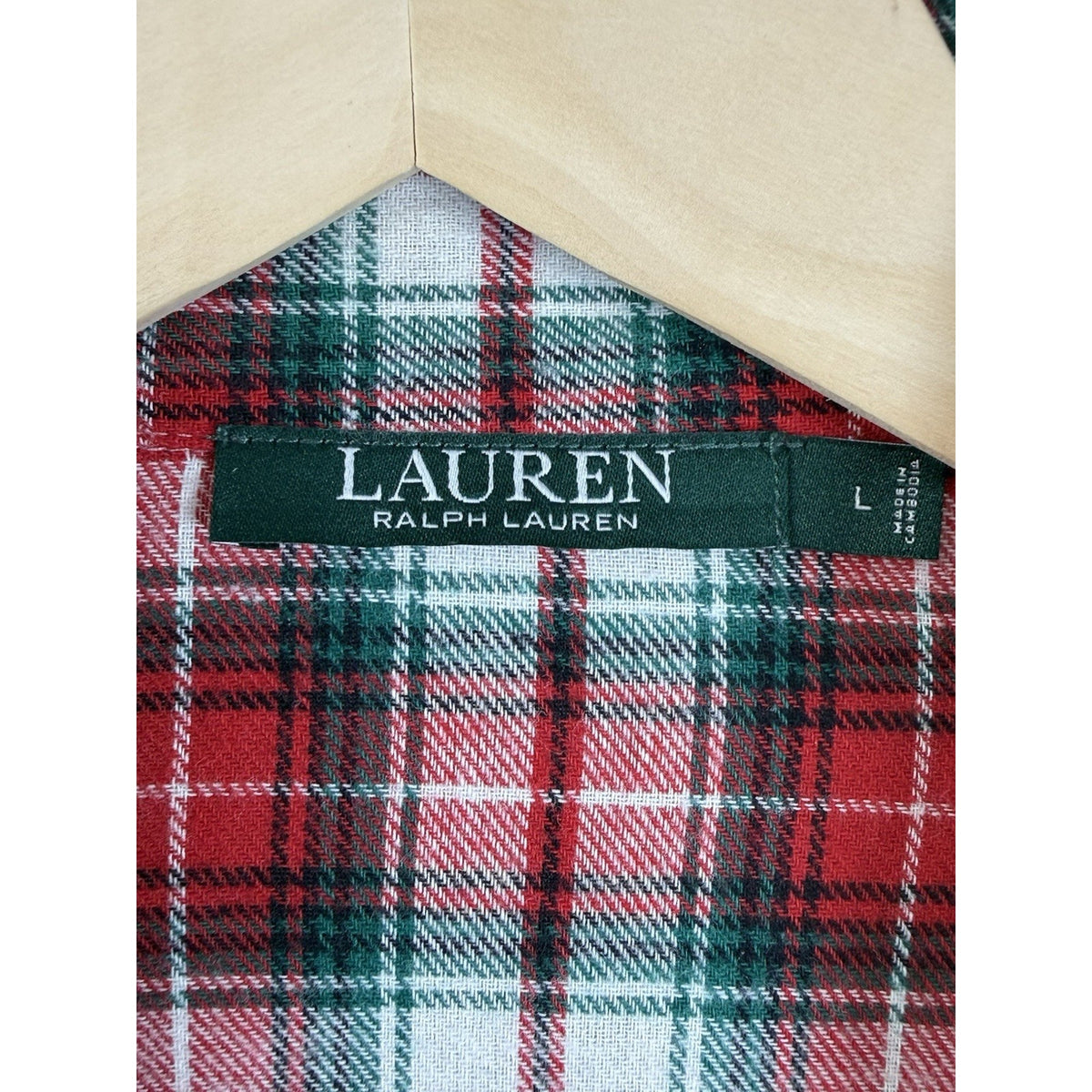Lauren Ralph Lauren Plaid Flannel Sleep Shirt Nightgown NWT Red Green Cotton L