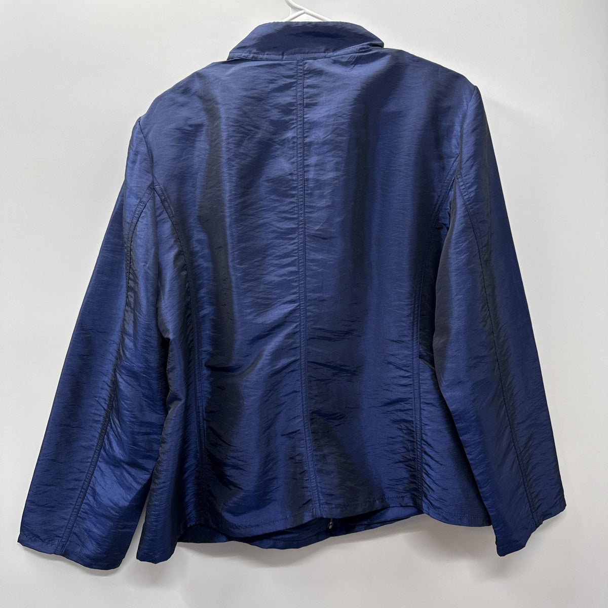 Chico's Shimmering Crinkle Cameron Full Zip Jacket Women's XL/16 Blue Grotto