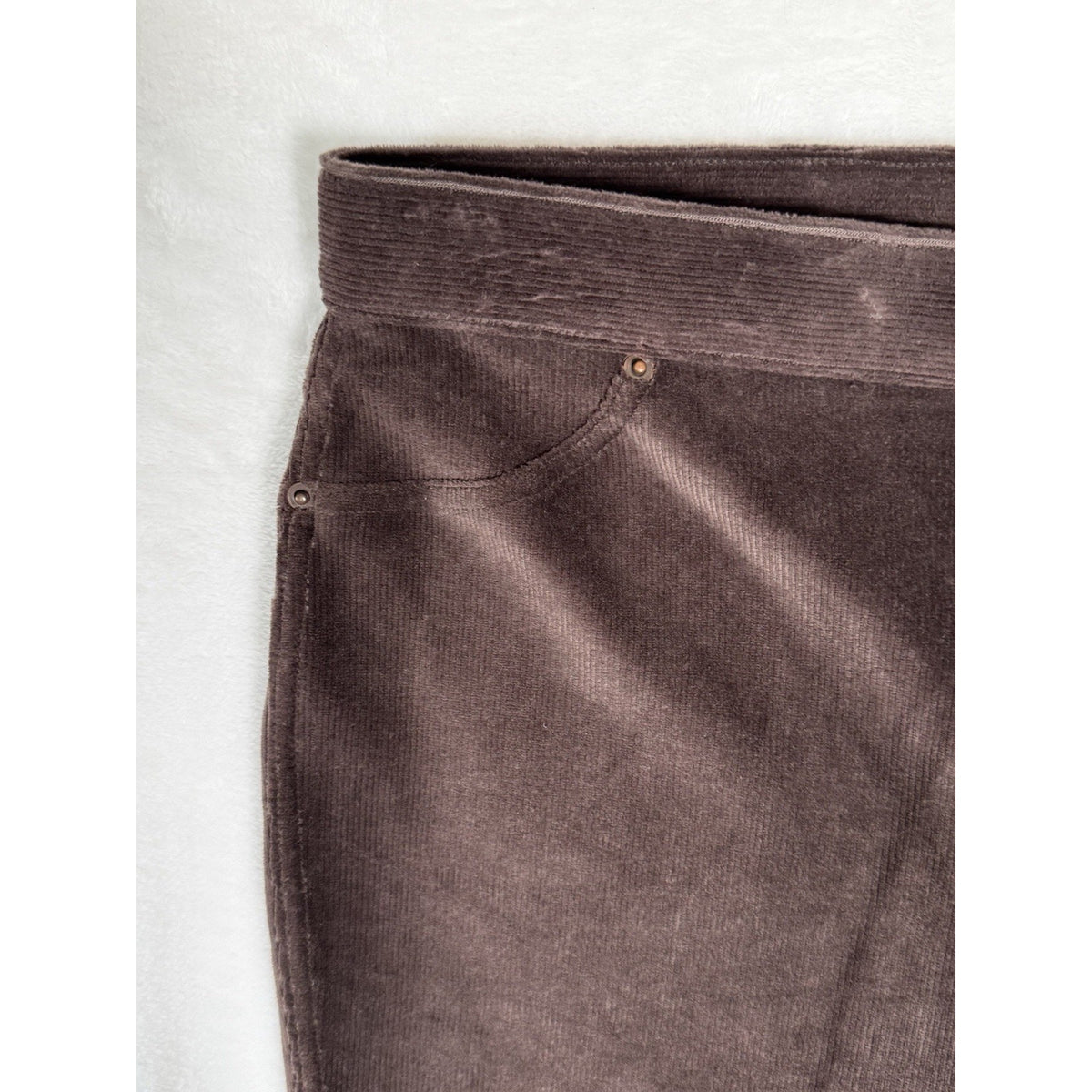 June & Daisy Brown Velour Corduroy Pull On Pants Womens M Stretch Velvet Casual