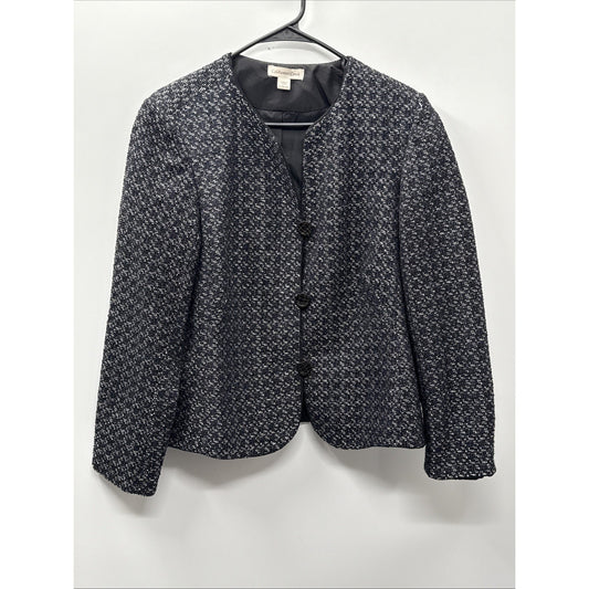 Coldwater Creek Jacket Women's Large 14-16 Black Metallic 3 Button Long Sleeve