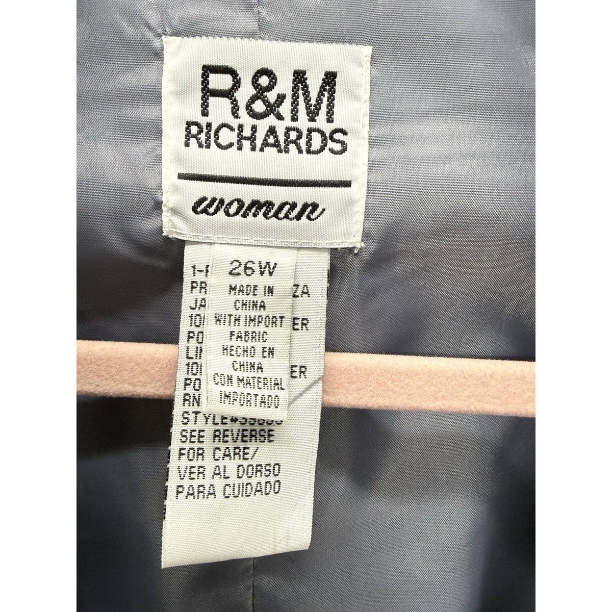 R&M Richards Womens 26W Gray Floral Embroidered Jacket Formal Blazer