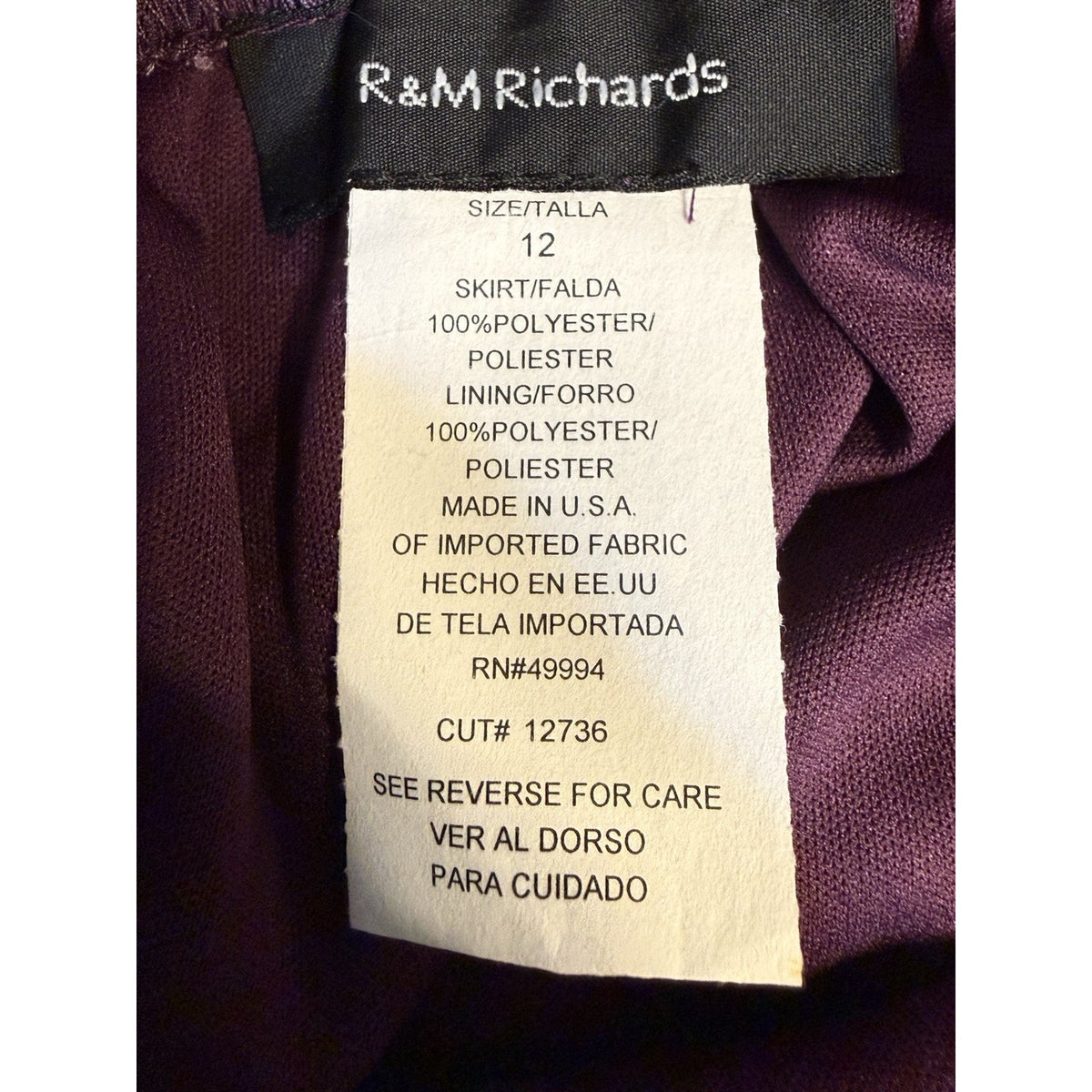 R&M Richards Purple Floral Chiffon Dress Set Size 12 Sheer Layered Romantic