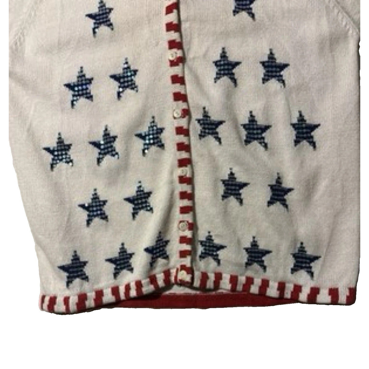 Quacker Factory Womens Patriotic Cardigan Sweater Stars Stripes USA Sz XL
