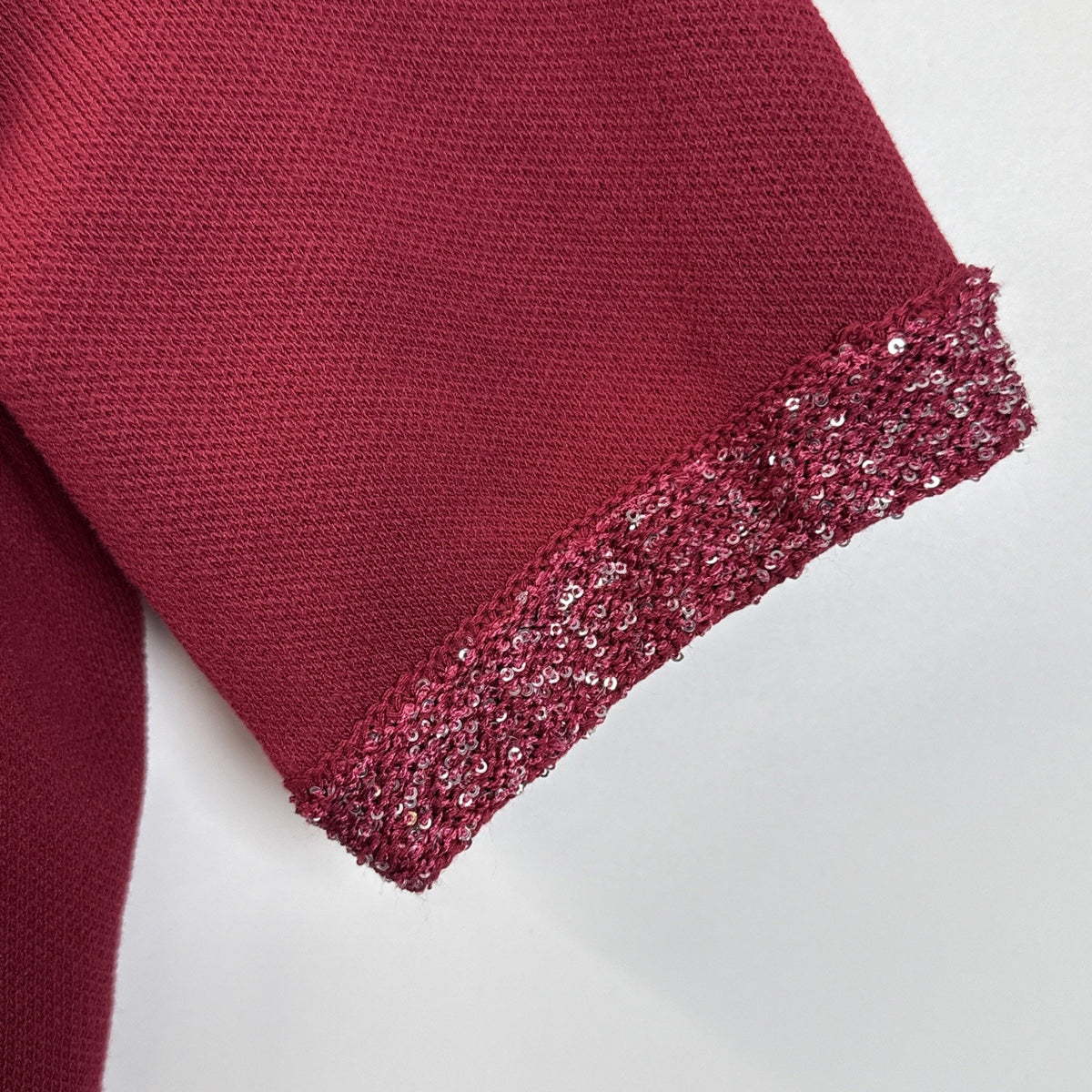 Nanette Lepore Ruby Wine Sequin Trim Short Sleeve Sweater Women Sz Medium
