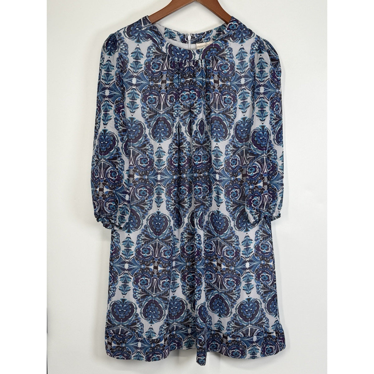 Eva Mendes Petite Floral Print Dress Women’s Blue Purple Small GUC