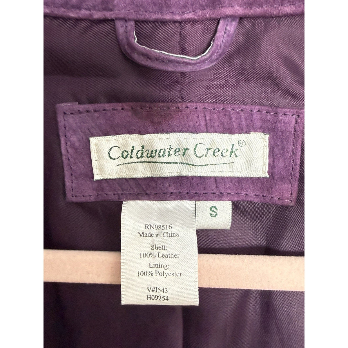 Women’s Small Coldwater Creek Vintage Purple Crinkle Suede Leather Jacket Y2K