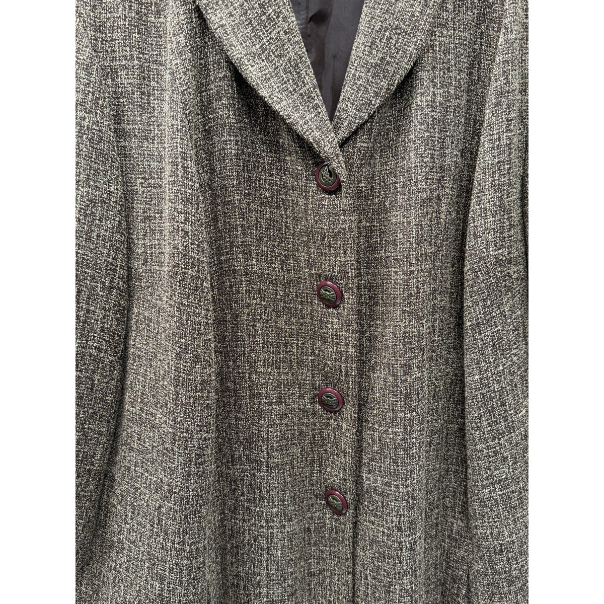 Danny & Nicole Blazer Women 16W Brown Tweed Pleated Plus Size Career Jacket