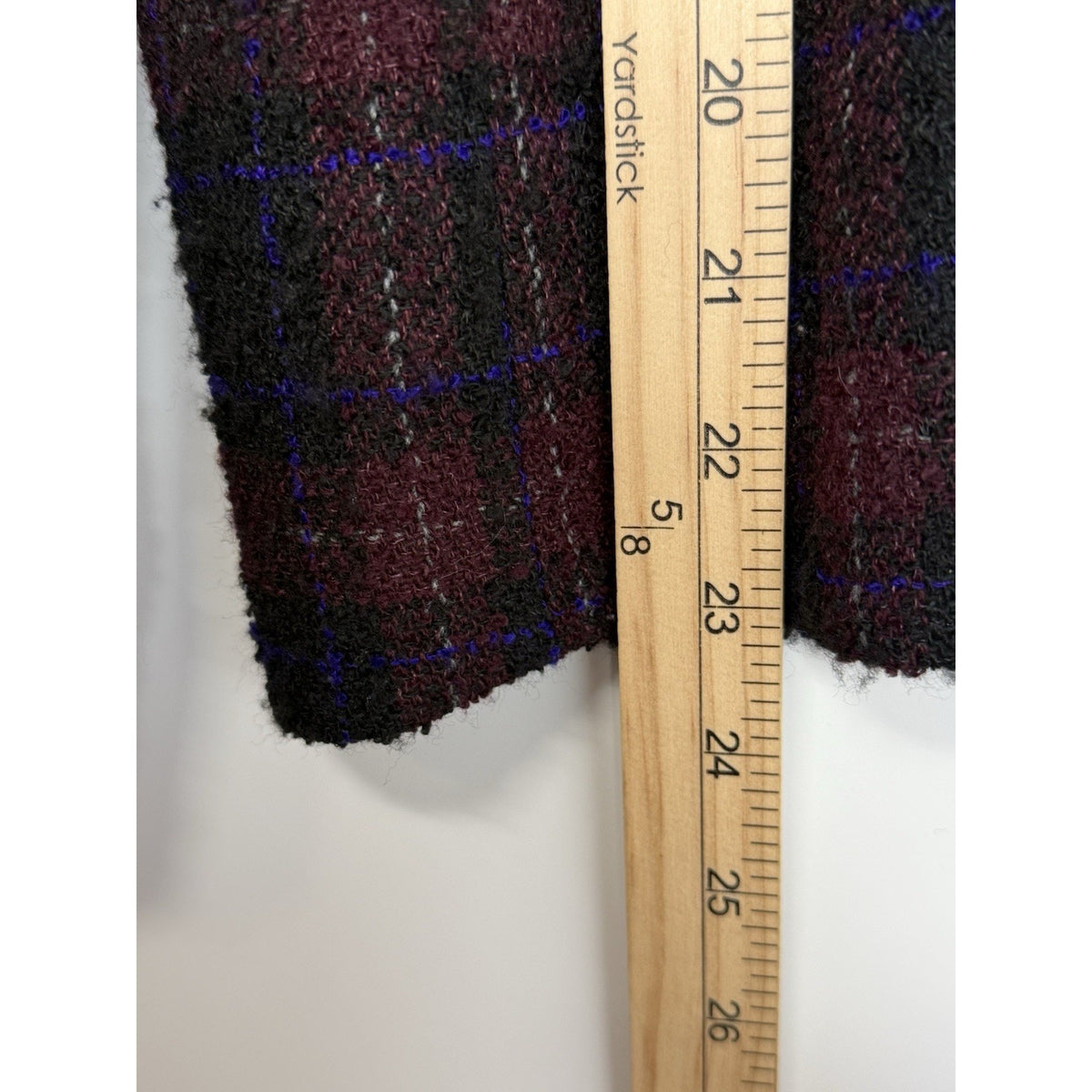 Kasper Plaid Wool Blend Button Front Jacket Blazer Size 12 Burgundy Black