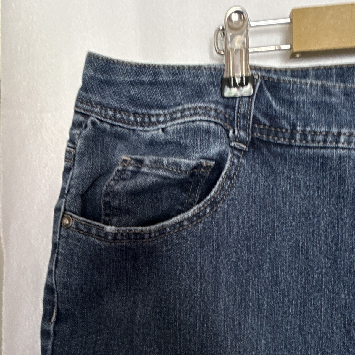 Just My Size JMS Women 24W Plus Blue Medium Wash Crop Jeans Stretch Straight